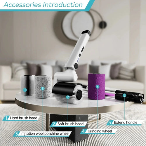 Electric Grill Cleaning Brush Rotary BBQ Cleaner Tool 3-Speed 2600mAh Cordless Rechargeable Adjustable Angle Gifts for Men/Dad - Color: White Set